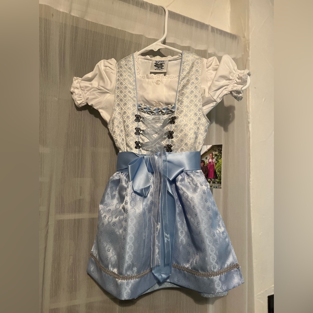 Kids Bavarian Costume Dress - Blue and White